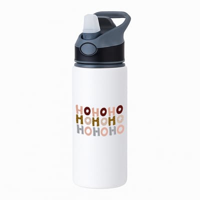 Hacebo® - Kerst ho ho ho waterfles met rietje zwart - Kerstmis - Kerst beker - winter - kerst - christmas - kerst cadeau - water fles - 650ML
