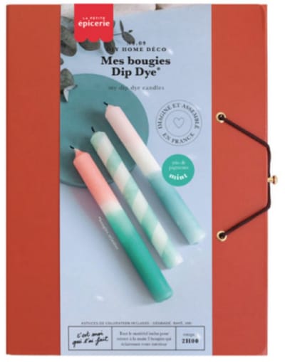La Petite Epicerie DIY HOME DECOR KIT "MY DIP DYE CANDLES/MIJN DIP DYE KAARSEN" MINT 206g H15xW21xL3cm| Creatieve | Hobbyset | creatief startpakket | kinderen en volwassenen
