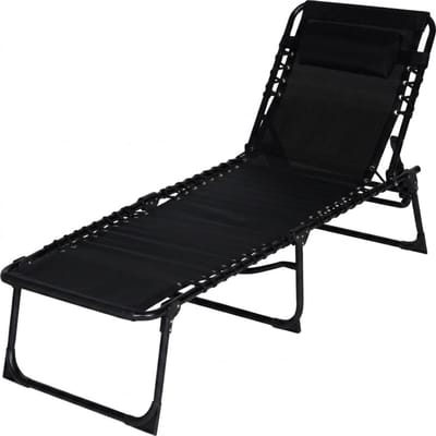 Outbee Ligbed - Ligstoel - Zonnebed - 190x55x30 cm - Inklapbaar - Verstelbaar - Weerbestendig - Zwart