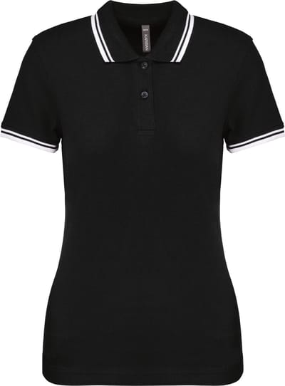 Kariban Gestreepte damespolo korte mouwen K273 - Black / White - L