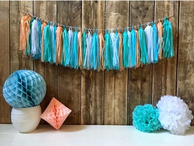 Kwast tassel slinger - 2x - 5 meter - pastel - 30 tassels - DIY - zelf in elkaar zetten - feest slingers