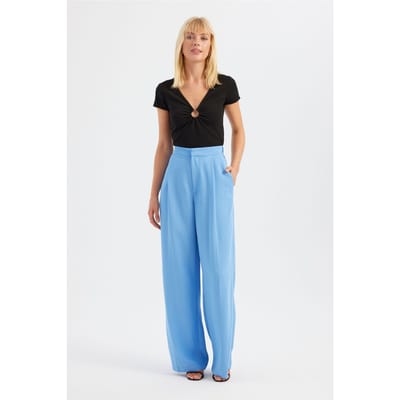 V-hals Korte Mouwen Top met Rimpeldetail