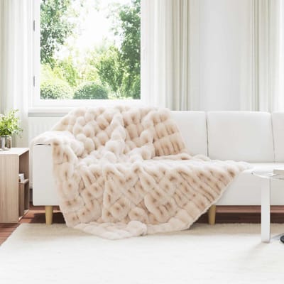 vidaXL - Antislip - deken - van - imitatie - konijnenbont - Olite - Beige - Polyester