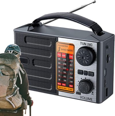 Draagbare Radio - Noodradio Weer - Noodsituaties Voorbereiden - Hybride Oplaadsysteem - Compact Formaat - Zwart