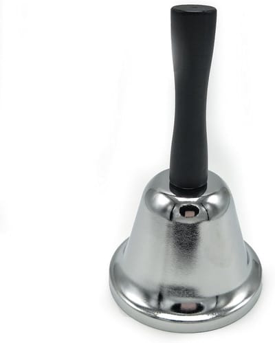 ECHI Metalen thee tafelbel, verguld handbel, luid-oproep service bel waarschuwing (zilver)