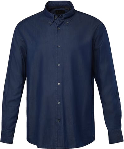 JP 1880 - Heren - Jeanshemd lange mouwen button-downkraag Comfort Fit - Blue stone - Maat 6XL