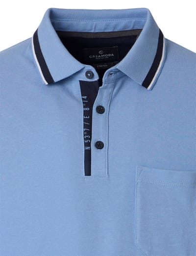 blauwe polo met zwarte omlijning Casa Moda korte mouw