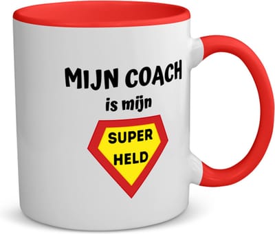 Akyol - mijn coach is mijn superheld koffiemok - theemok - rood - Coach - super coach - sport - verjaardag - cadeautje voor coach - coach artikelen - kado - geschenk - 350 ML inhoud