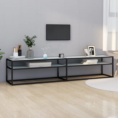 vidaXL - Tv-meubel - 200x40x40,5 - cm - gehard - glas - witmarmerkleurig
