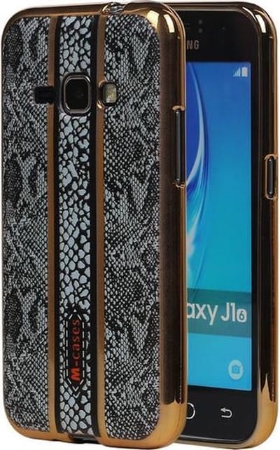 M-Cases Zwart Slang Design TPU back case hoesje voor Samsung Galaxy J1 2016
