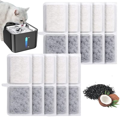 10 Stuks Kattenfontein Filters met Actieve Koolstof en Natuurlijke Harsen, Vervangingsfilters voor Dierenvrienden en Gezond Drinkwater