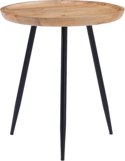 Handgemaakte Bijzettafel van Natuurlijk Mangohout met Metalen Frame - 23" x 21"
