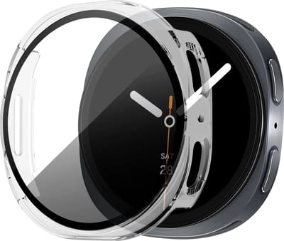 Bandz PC hard case hoesje met screenprotector - geschikt voor Samsung Galaxy Watch 9/8 - 40mm - beschermhoes van hard plastic - full cover (transparent)