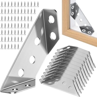 SnelShoppen - Corner Connectors 13 Stuks, Metaal, RVS Hoekverbindingen met Schroeven, Voor Meubels zoals Bedden, Tafels, Stoelen en Kasten