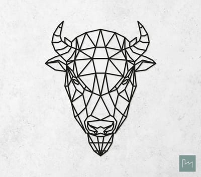 Laserfabrique Wanddecoratie - Geometrische Bizon - Medium - Zwart - Geometrische dieren en vormen - Houten dieren - Muurdecoratie - Line art - Wall art
