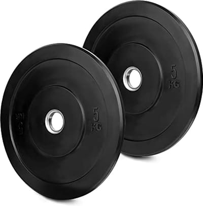 Bumper Platen voor Halterstangen - Massief Rubber en Schokabsorberend - Set van 2 Gewichtsschijven voor Thuisgym - Zwart