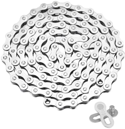 Dailygoods- Fietsketting 116 Links - Staal - 1/2 x 11/128 Inch - Kettingslot - Fietsketting Connector - 150 cm - Galvanized Zilver