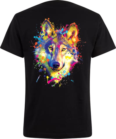 Zwart Neon Tshirt Wolf L