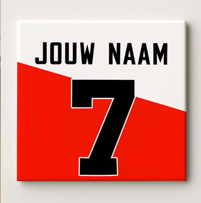 Gepersonaliseerde Naam & Nummer Tegel – Custom Sportshirt Stijl Wandtegel | 15×15 cm Keramische Tegel