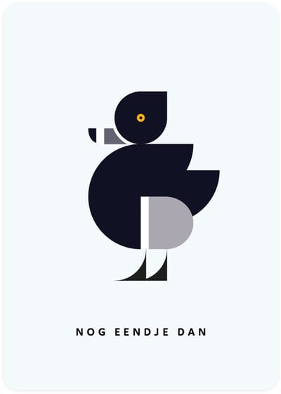 Nog eendje dan - 4x leuke verjaardagskaarten om te versturen - kaartenset - kaart met Ringsnaveleend - vier kaarten met vogels