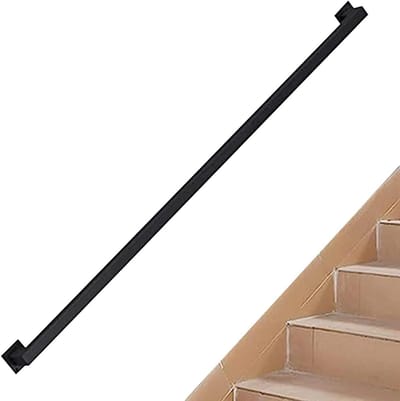 Vierkante Buisleuning - Trapleuning Handgreep - Veilig Trap Lopen - Stevig Smeedijzer - 120cm Lengte - Zwart