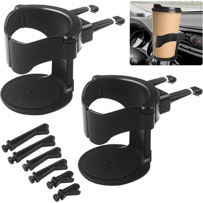 EXCITAT Autobekerhouder - 2-pack - Universeel - Verstelbaar - Autoventilatierooster - Past op auto, koffiekopjes en drankblikjes