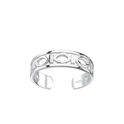 Zilveren ellipse teenring | One size fits all - Toe Ring Adjustable | Zilverana | Sterling 925 Silver (Echt zilver)