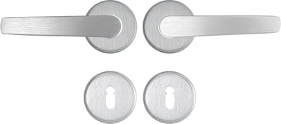 AXA Binnendeurbeslag set (Curve Klik) Aluminium geslepen: Kruk (model Curve) op rozet met sleutelgat