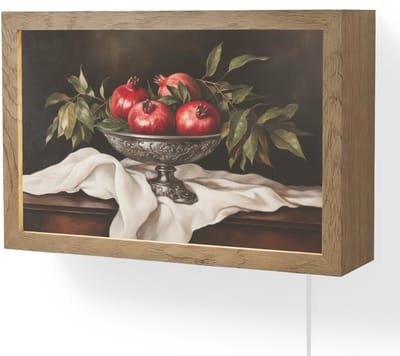 Wandlamp 30x20 cm - Oplaadbaar - Granaatappels - Klassiek - Vintage - Wandlampen binnen woonkamer - Slaapkamer lamp met kabel - Decoratieve nachtlamp - Vloerlamp snoer