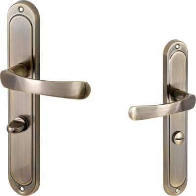 Eliot® SYDNEY deurklink set WC 63mm - antiek messing - langschild - voor holle en massieve binnendeuren