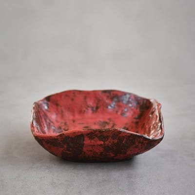 Handgemaakte Poeder Yin Rood Make-up Pot Lagerhouder Japanse Ruwe Aardewerk Sushi Onregelmatige Fruitborden Serveertafelservies Theeservies brown