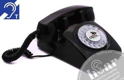 Retro telefoon - met draaischijf - mechanische rinkelbel - HAC gehoorapparaat compatible - zwart - 60