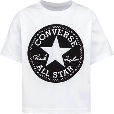 Converse Kids Sig Chuck Patch Boxy T-shirt Met Korte Mouwen Wit 13-15 Years Meisjes
