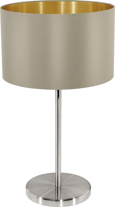 EGLO Maserlo - Tafellamp - 1 Lichts - Ø23 cm - Stof - Taupe, Goud