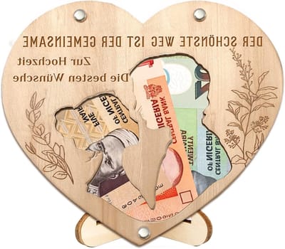 Creatief Hartvormig Houten Geldcadeau voor Bruiloft, Gepersonaliseerde Trouwdecoratie en Uniek Geschenk voor Koppels, Stijlvol en Duurzaam Ontwerp