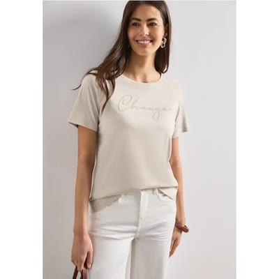 Shirt met ronde hals en Wording Artwork