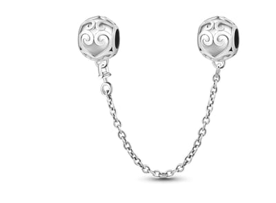 Fler® | Bedel | Past op populaire bedel armbanden (standaard-3mm) | armbandbedel | Veiligheidsketting hartjes | Liefde | Bedelstopper | Anker schakel | Hangbedel Charm | 925 Sterling Zilver | Armband Kraal | Cadeau | Valentijsdag