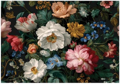 WALLARENA - Behang 150x105 cm - Fotobehang - Vliesbehang - natuurlijke bloemen en bladeren - voor slaapkamer en woonkamer - halfmatte afwerking