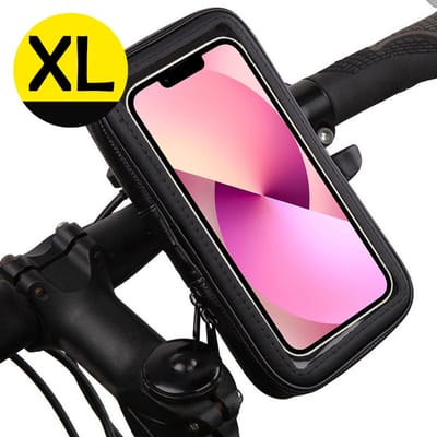 Telefoonhouder Fiets Waterdicht - Telefoonhouder Scooter en Kinderwagen - Fiets Telefoonhouder Universeel Met Kliksysteem - Extra Large