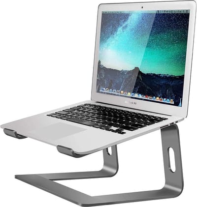 Laptopstandaard – Laptopstand – Laptophouder – Laptop Steun – Bureau - Statief – Laptopverhoger – Laptoprek - Macbook Air Pro Standaard – Aluminium LB-562 – Grijs
