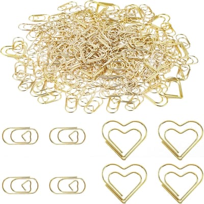 Clips, hartvormige paperclips, 2 stijlvolle metalen clips, kleine bladwijzers, transparante doos voor kantoor