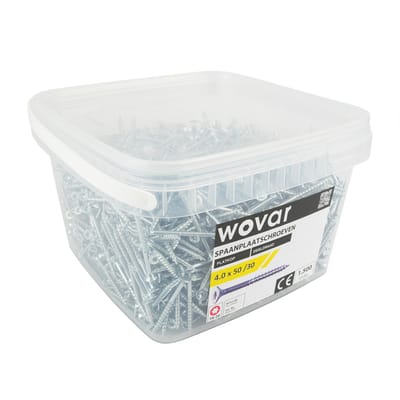 Wovar Voordeelemmer Spaanplaatschroeven Verzinkt 4.0 x 50 mm Torx 20 Deeldraad | 1500 stuks