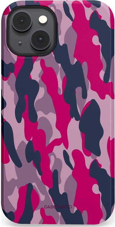 Casetastic hoesje geschikt voor Apple iPhone 14 - MagSafe - Dubbellaagse bescherming - Urban Pink Camo - Fashion Case - Lila Roze Donkergrijs Grijs