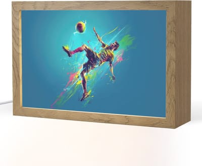 Nachtlampje 30x20 cm - Kinder lampje - Voetballer - Verfspatten - Kleurrijk - Bal - Tafellamp kinderkamer - Slaapkamer lamp - Bedlamp kinderen - Kinderlampje stopcontact - Wandlamp babykamer - Nachtlampjes