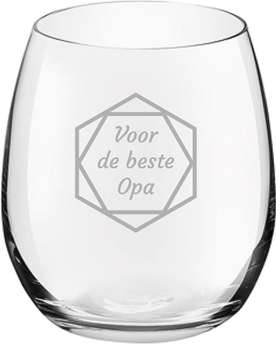 Gegraveerde Drinkglas 39cl voor de beste Opa in hexagon