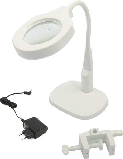 HBM 125 mm LED Loupe Lamp met Voet en Tafelklem