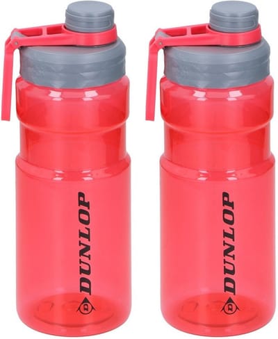 Set van 2x Transparant rode bidon/drinkfles - 1100 ml - Sportfles/sportbidon - Drinkflessen/waterflessen voor onderweg