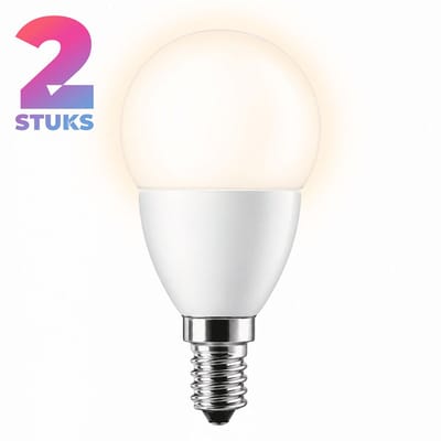 2x Kogel Led-lamp E14 - 5W - Daglicht (6500K) - 470 lm - 10 jaar - Niet Dimbaar