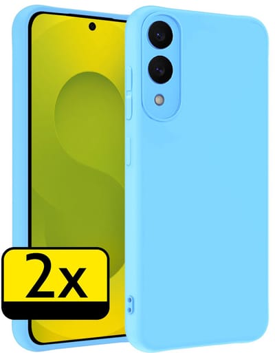 Hoesje - 2 Stuks - Geschikt voor Samsung Galaxy S25 Edge - Sterk & Shockproof - Case Siliconen - Back Cover - Telefoon Hoes - Telefoonhoesjes - Lichtblauw