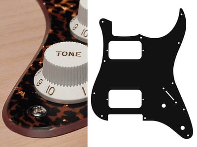 Boston ST-232-RBP pickguard, Stallion, HH, 2 pot holes, 3-5 switch, 2 ply, tiger brown pearl